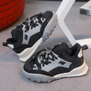 Кросівки дитячі утеплені флісом hЕ чорно-сірі