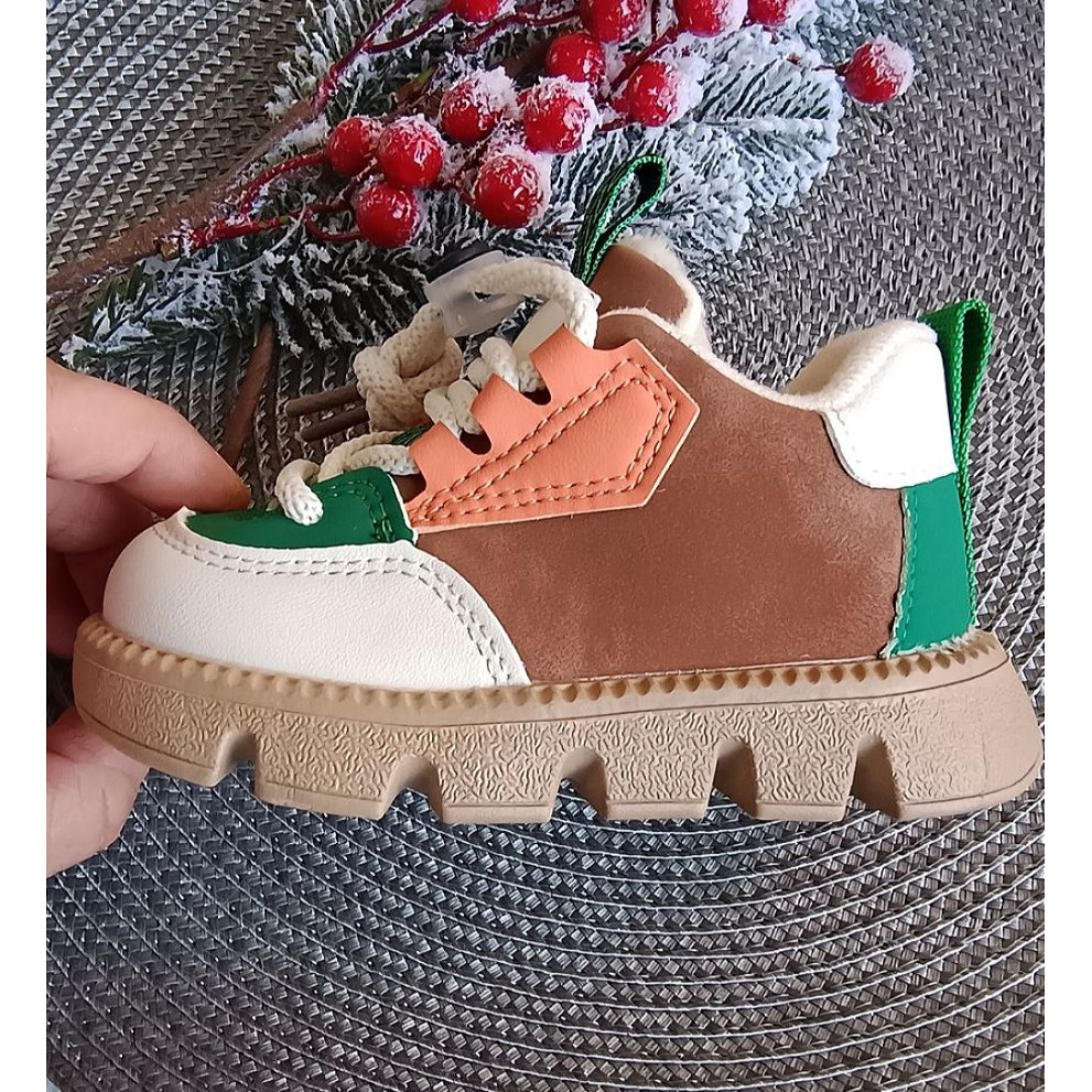 Кросівки дитячі зимові з коричневими вставками