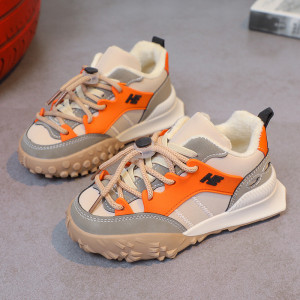 Кросівки дитячі утеплені флісом hЕ сіро-оранжеві