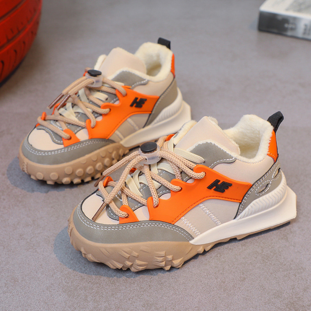 Кросівки дитячі утеплені флісом hЕ сіро-оранжеві