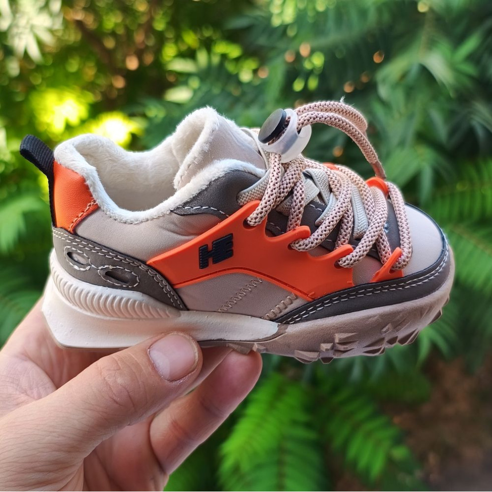 Кросівки дитячі утеплені флісом hЕ сіро-оранжеві