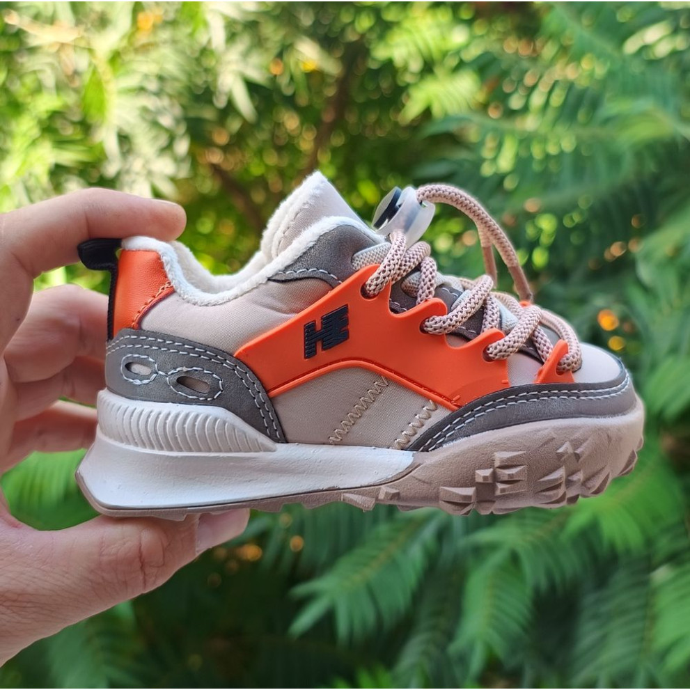 Кросівки дитячі утеплені флісом hЕ сіро-оранжеві