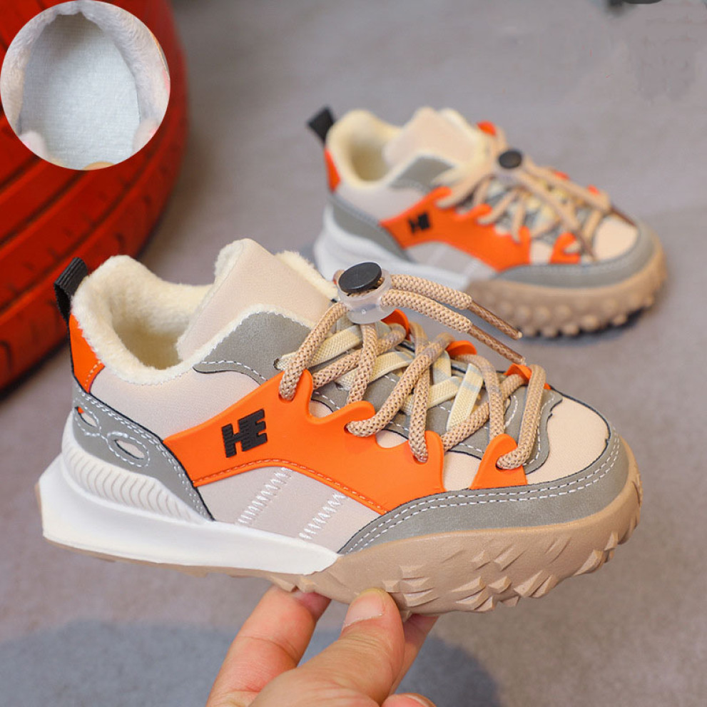 Кросівки дитячі утеплені флісом hЕ сіро-оранжеві