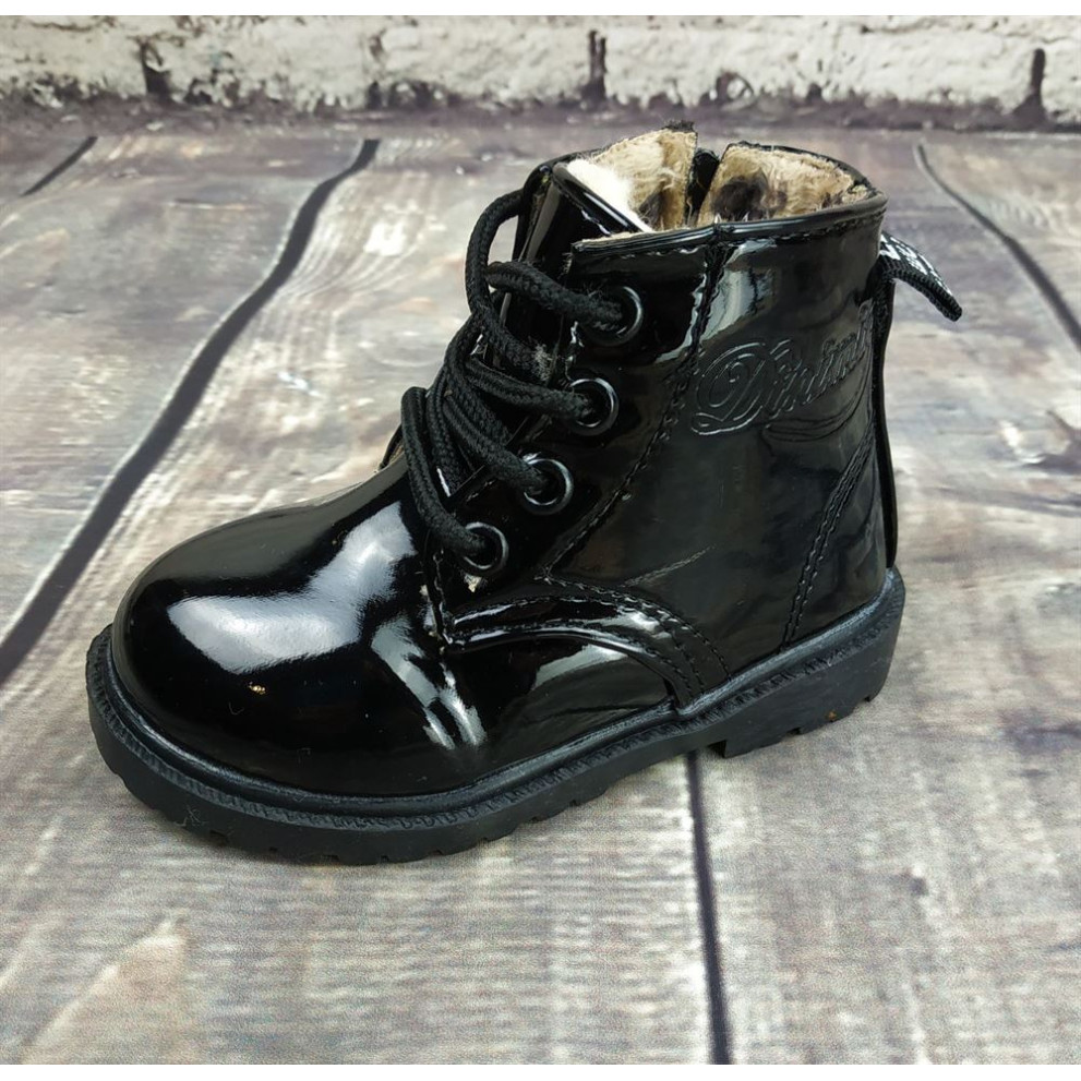 Лаковані черевики з хутром Dinimigi чорні