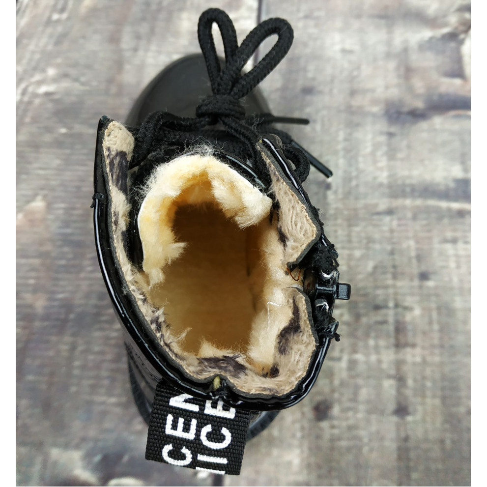 Лаковані черевики з хутром Dinimigi чорні