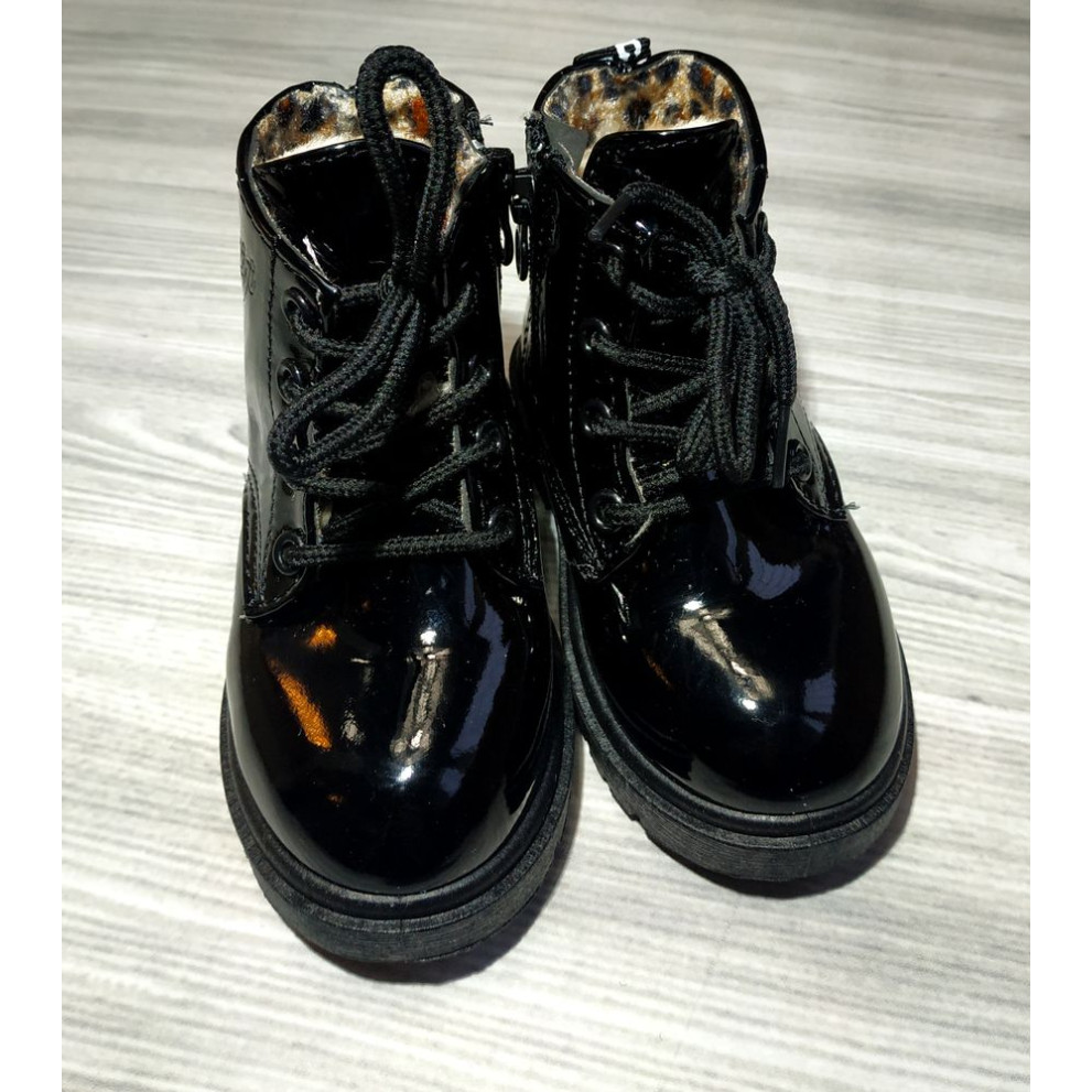 Лаковані черевики з хутром Dinimigi чорні