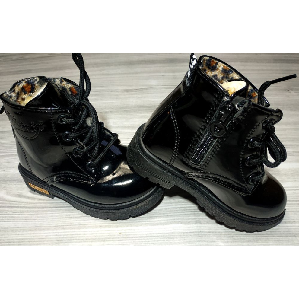 Лаковані черевики з хутром Dinimigi чорні