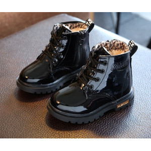 Лаковані черевики з хутром Dinimigi чорні