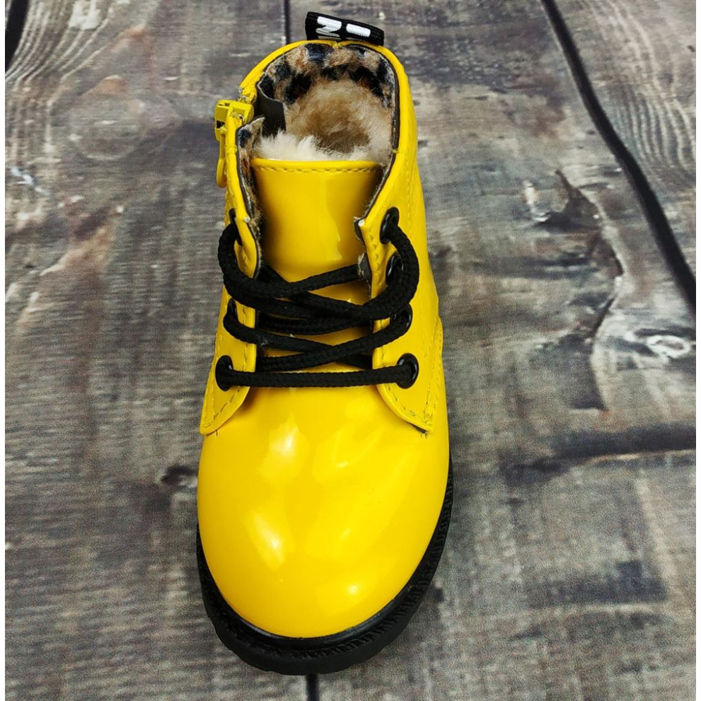 Лаковані черевики з хутром Dinimigi жовті