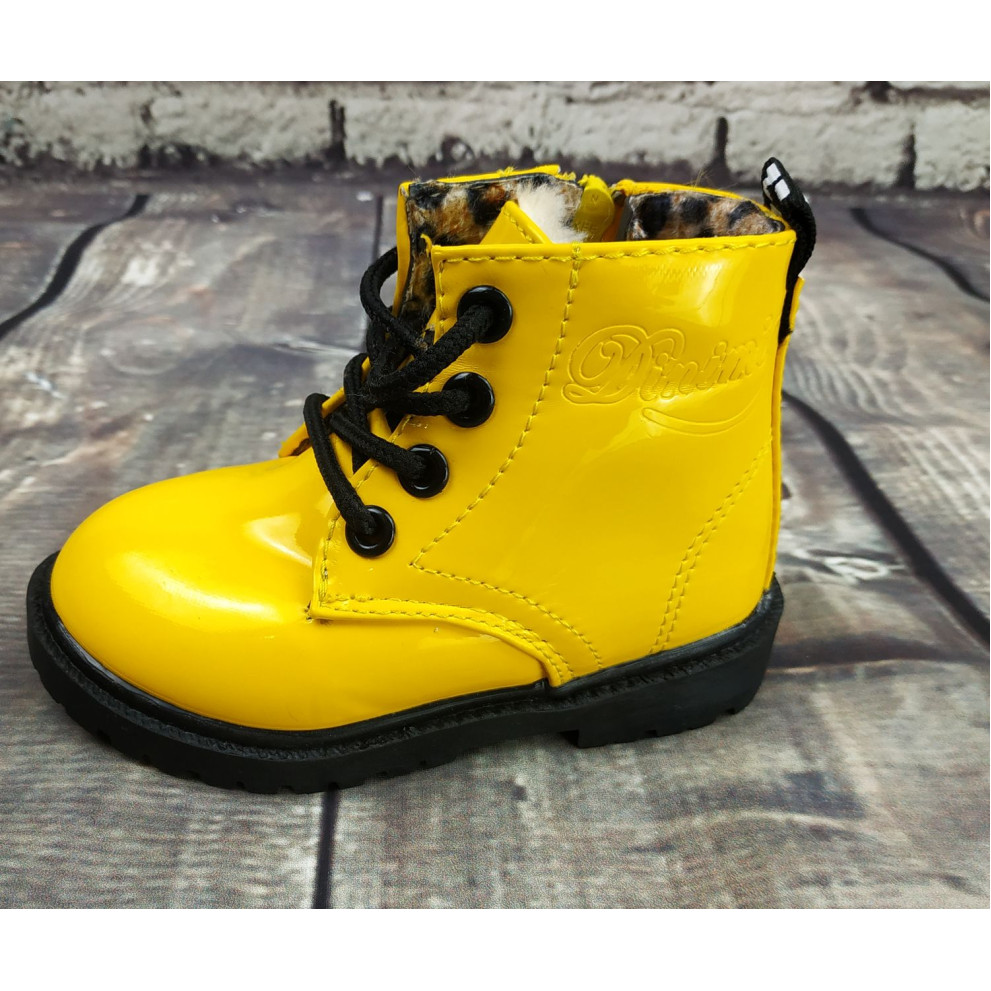 Лаковані черевики з хутром Dinimigi жовті