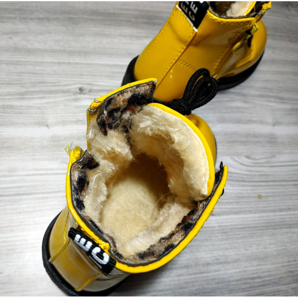 Лаковані черевики з хутром Dinimigi жовті