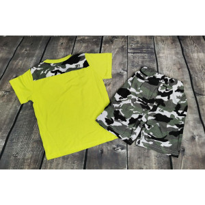 Літній костюм для хлопчика камуфляж салатовий верх 1182