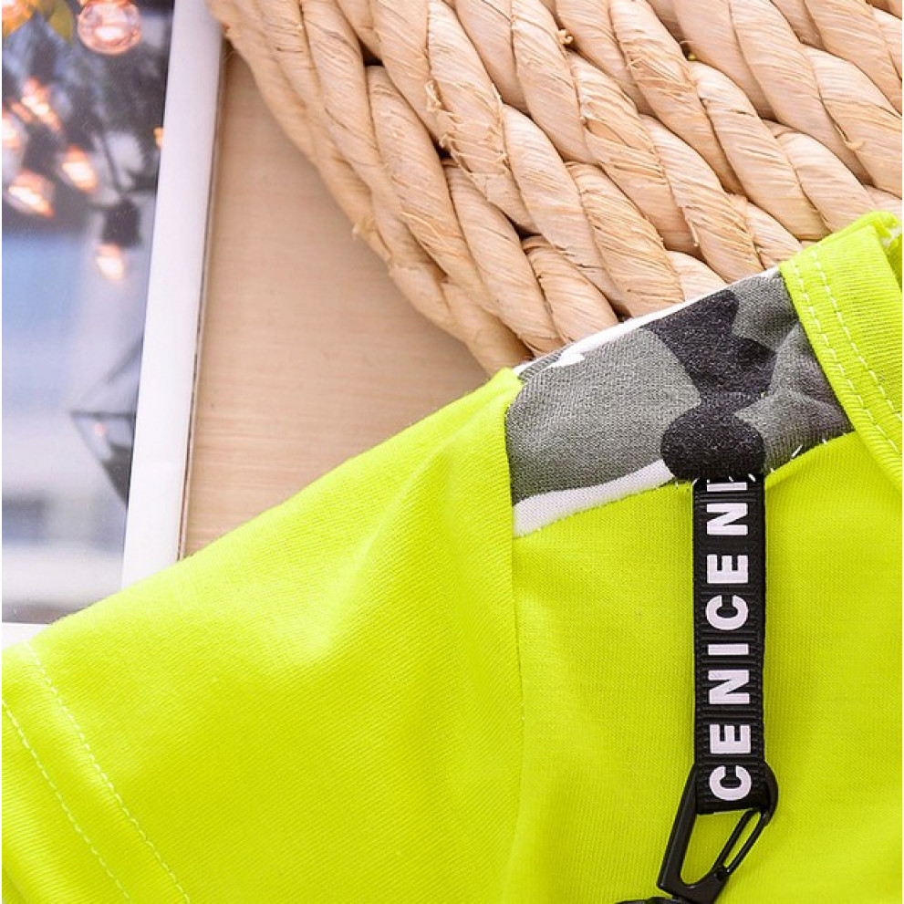 Літній костюм для хлопчика камуфляж салатовий верх 1182