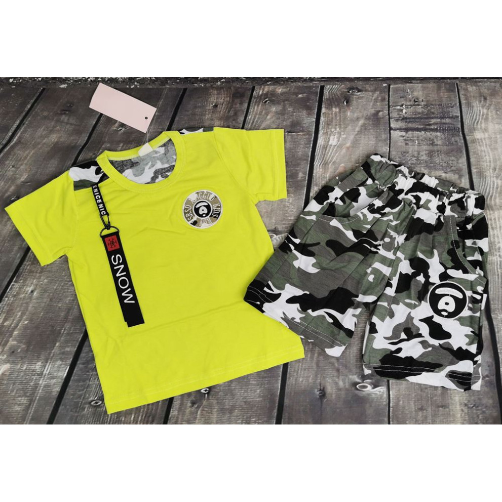 Літній костюм для хлопчика камуфляж салатовий верх 1182