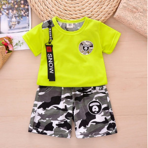 Літній костюм для хлопчика камуфляж салатовий верх 1182