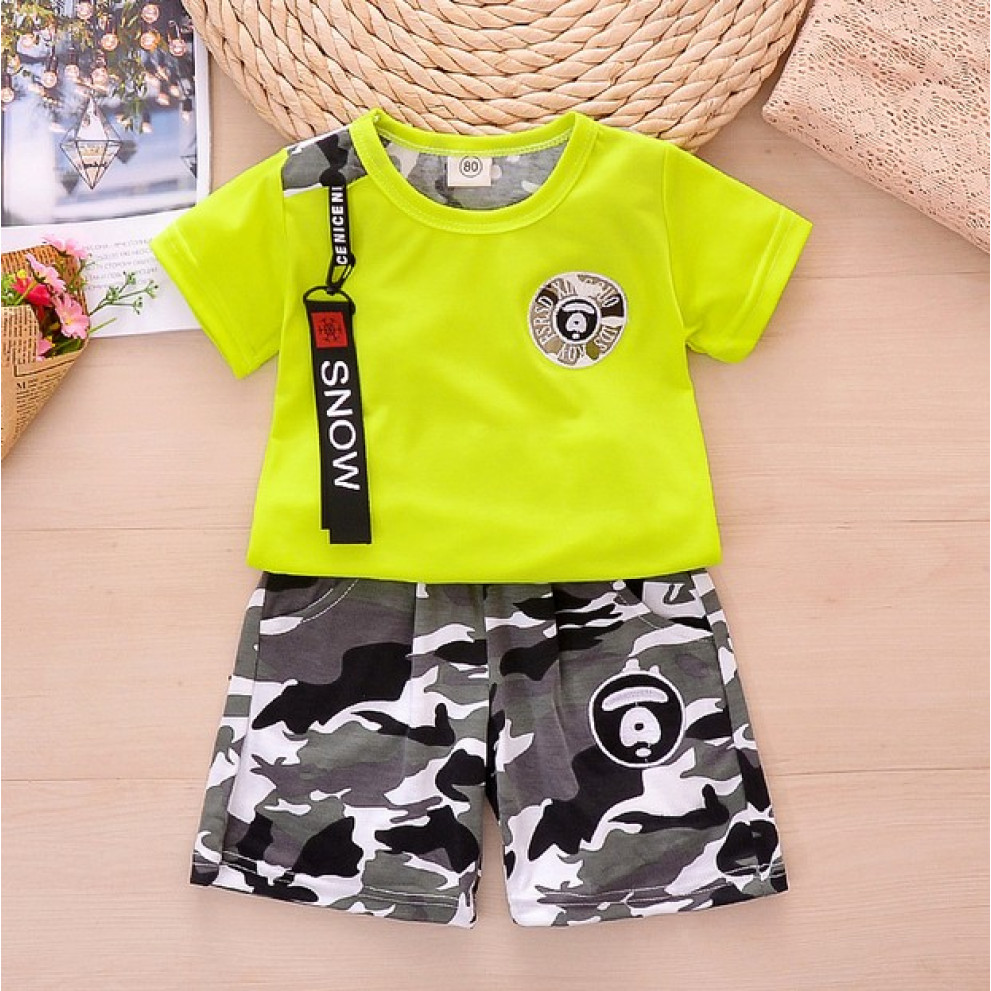 Літній костюм для хлопчика камуфляж салатовий верх 1182