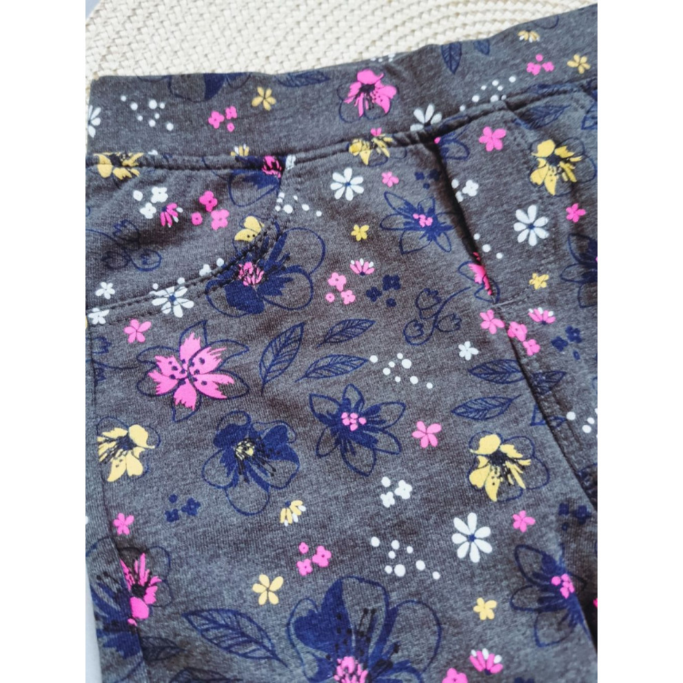 Лосинки для дівчинки сірі в квіточку 30151