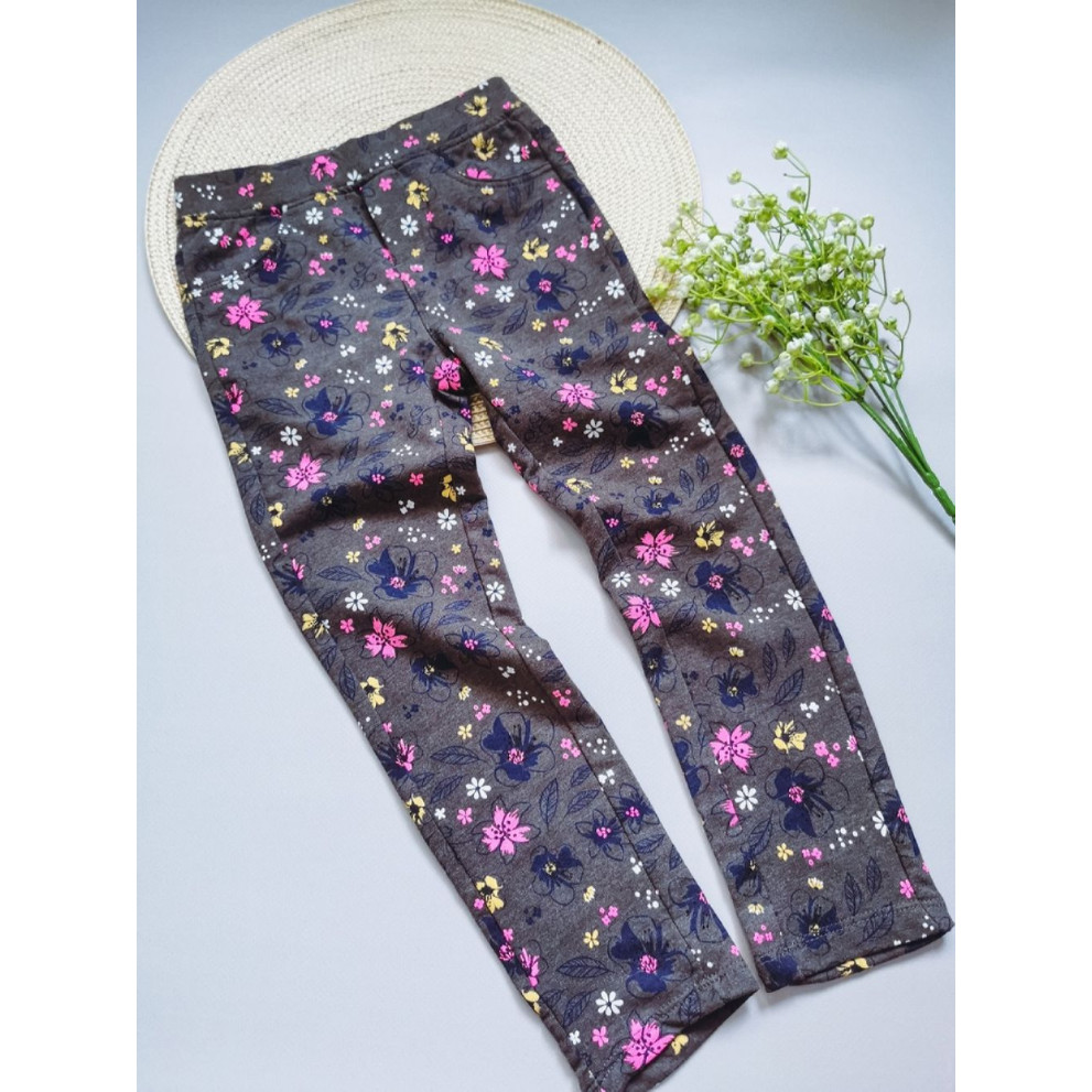 Лосинки для дівчинки сірі в квіточку 30151