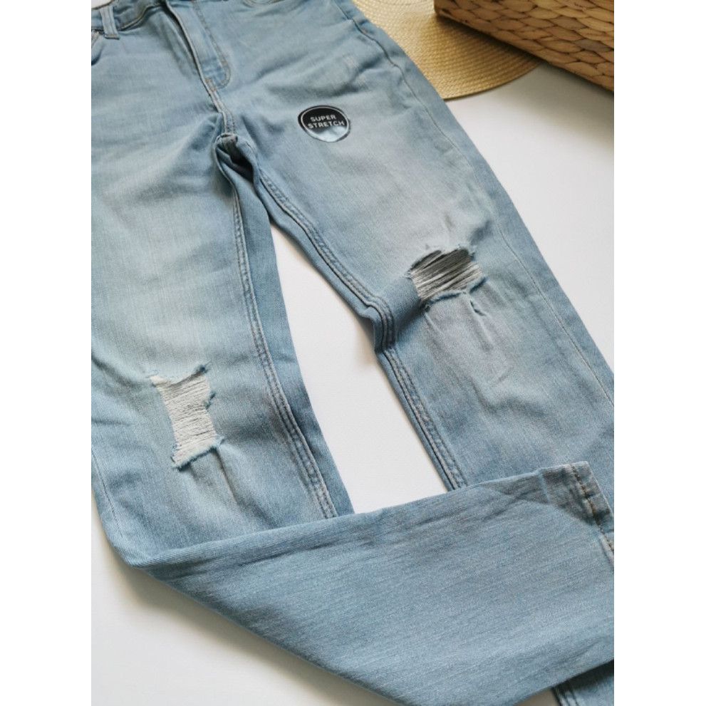 Стильні джинси блакитні з потертостями 10280