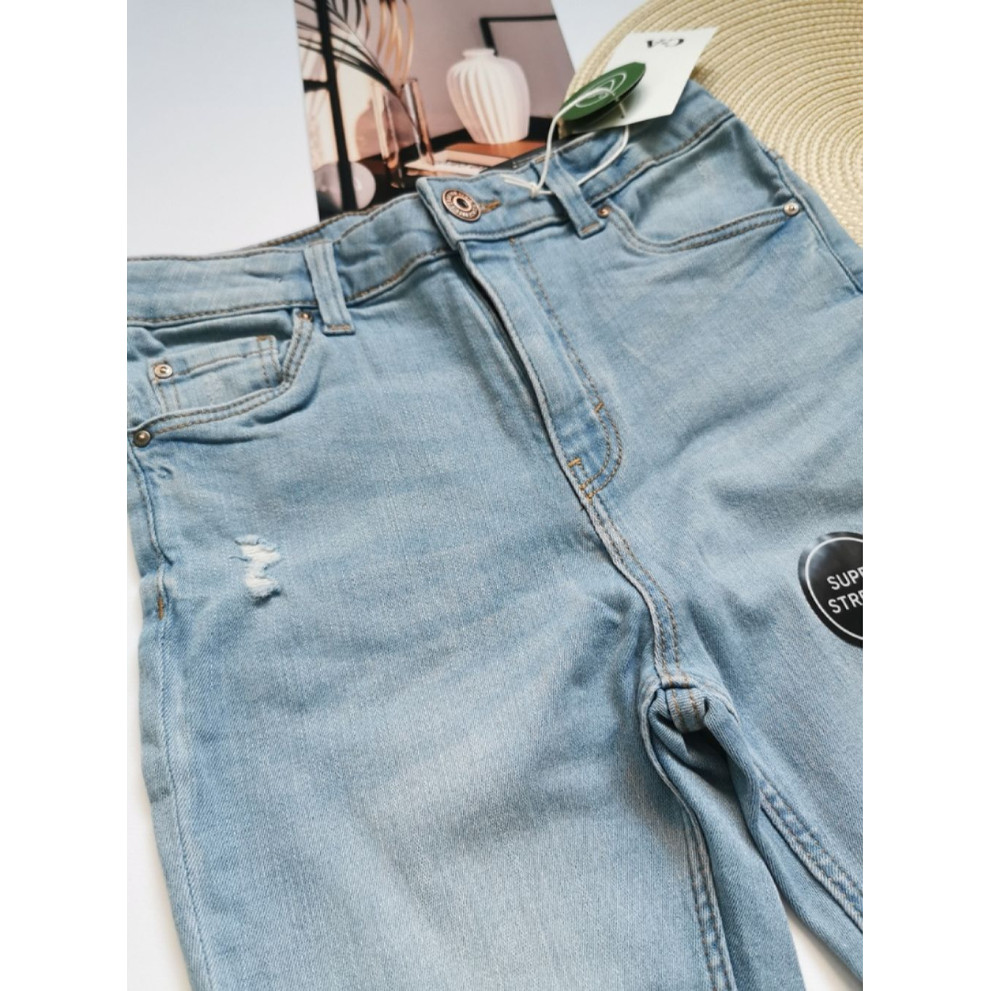 Стильні джинси блакитні з потертостями 10280