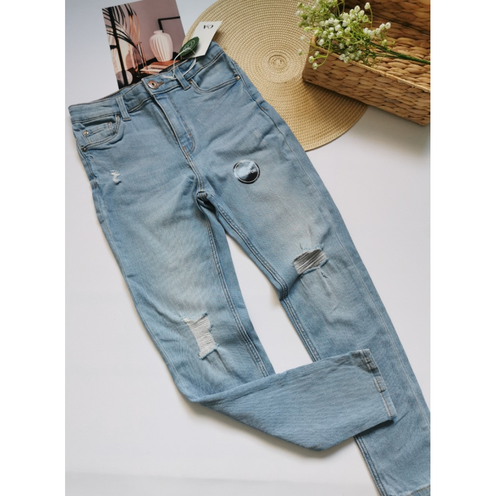 Стильні джинси блакитні з потертостями 10280