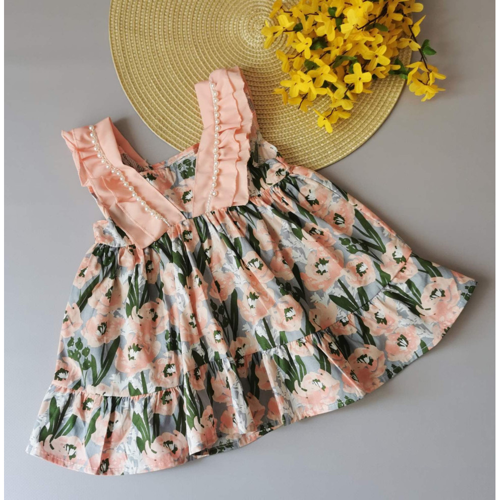 Сукня для дівчинки з намистинками рожева 2158