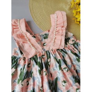 Сукня для дівчинки з намистинками рожева 2158