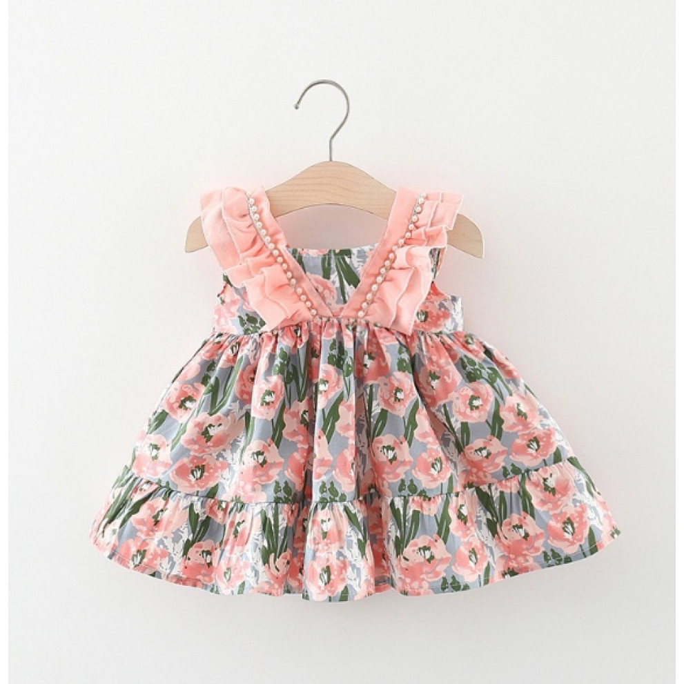 Сукня для дівчинки з намистинками рожева 2158