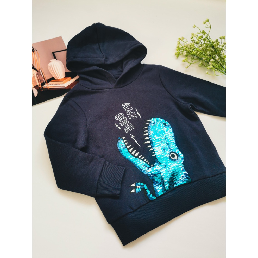 Толстовка хлопчику утеплена темно-синя Awe Some 30179