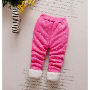 Утеплені лосинки для дівчинки з ведмедиками рожеві 10183