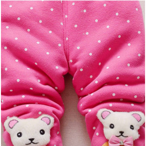 Утеплені лосинки для дівчинки з ведмедиками рожеві 10183