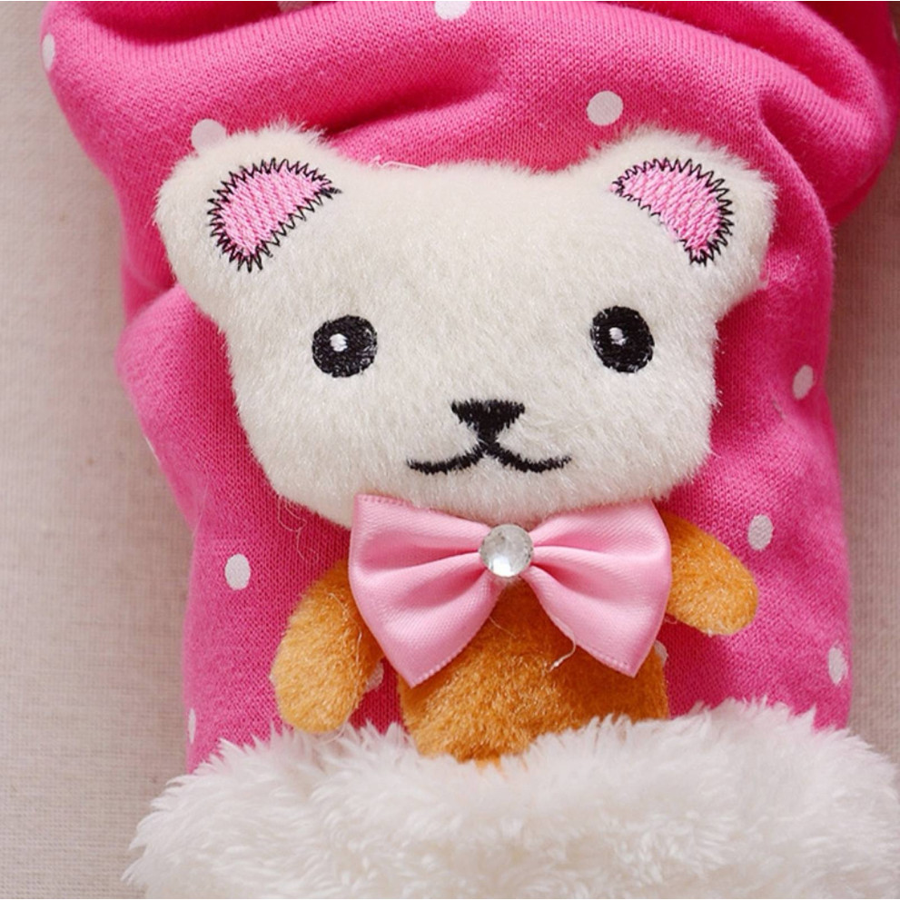 Утеплені лосинки для дівчинки з ведмедиками рожеві 10183