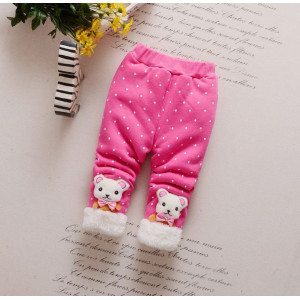 Утеплені лосинки для дівчинки з ведмедиками рожеві 10183