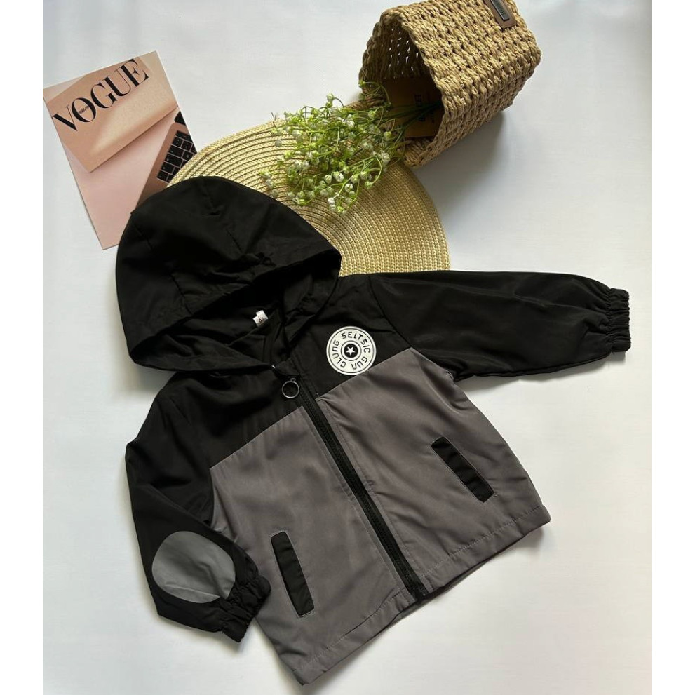 Вітрівка для хлопчика сіра з чорним Saburbun 10347