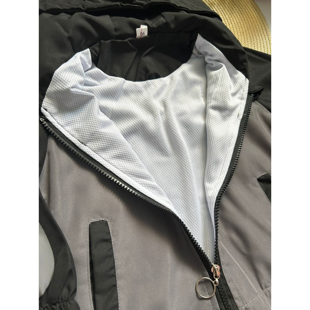 Вітрівка для хлопчика сіра з чорним Saburbun 10347