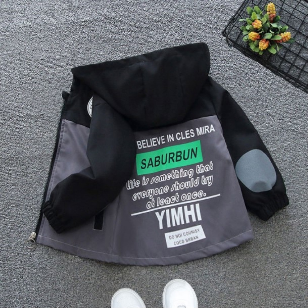 Вітрівка для хлопчика сіра з чорним Saburbun 10347