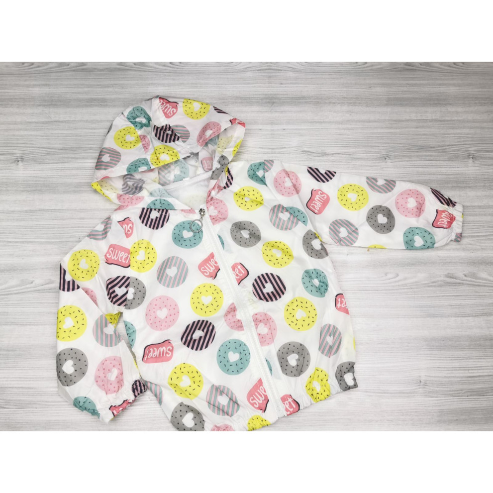 Вітрівка для дівчинки біла Пончики 1790