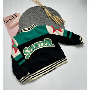 Вітрівка для хлопчика чорна з зеленим Starter 10349