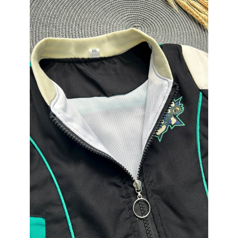 Вітрівка для хлопчика чорна з зеленим Starter 10349