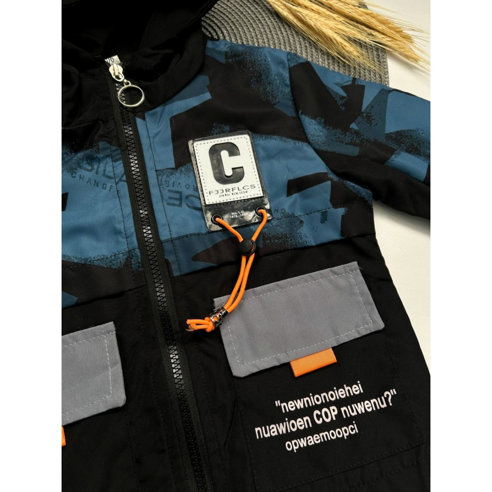 Вітрівка для хлопчика синя з чорним Ericpn 10358