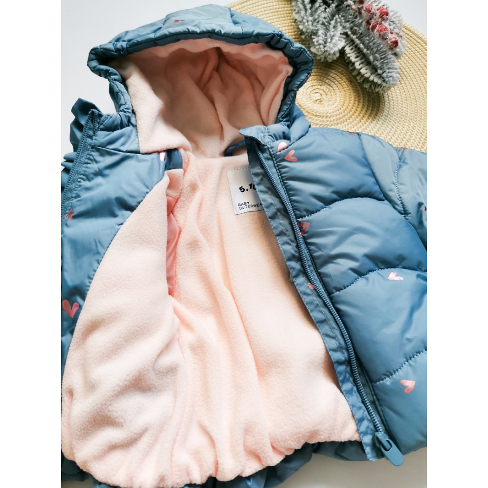 Зимова курточка для дівчинки синя Hearts 30167