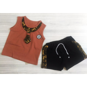 Костюм літній з краваткою для хлопчиків коричневий