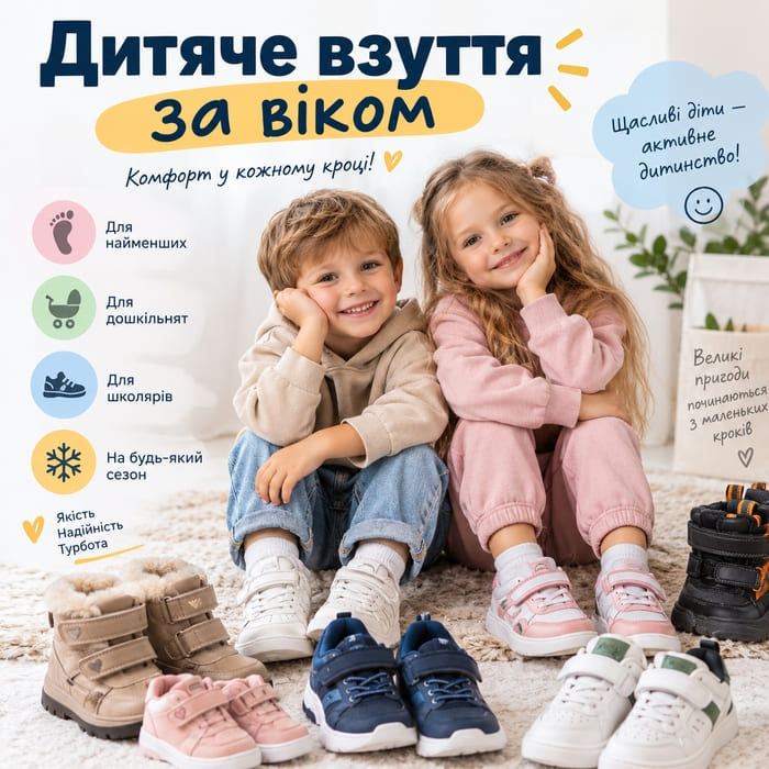 Дитяче взуття за віком