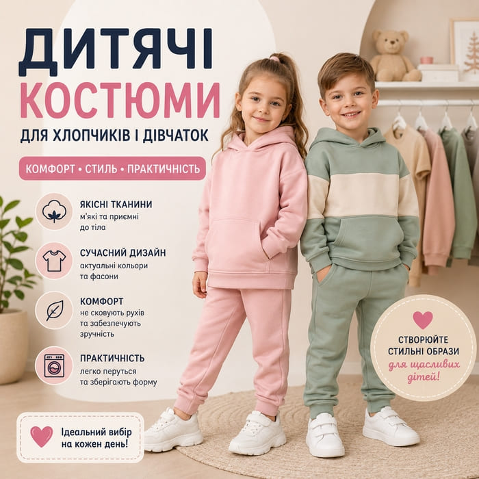 Дитячі костюми для хлопчиків і дівчаток