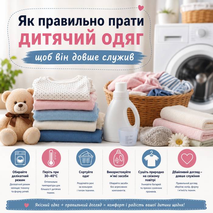 Як правильно прати дитячий одяг, щоб він довше служив